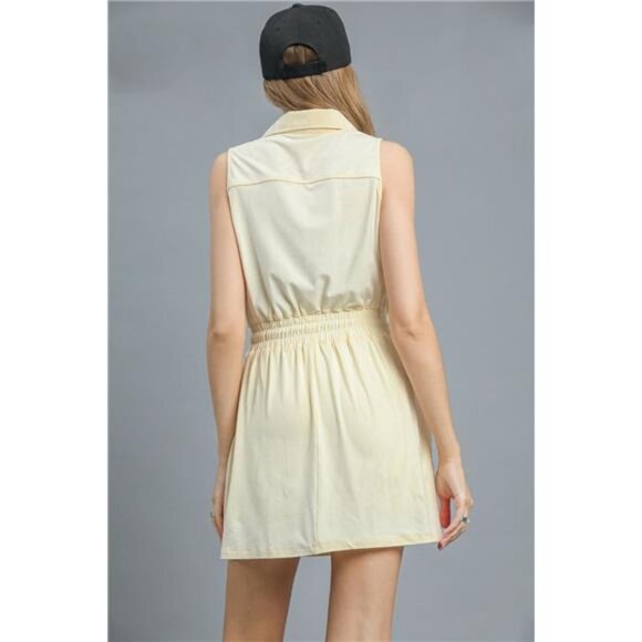 NWT Umgee Zip Front Drawstring Waist Sleeveless Dress - Picture 2 of 3